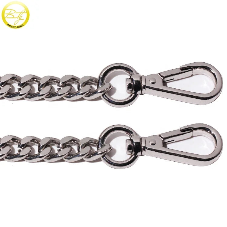 Good Quality Silver Plated Strong Handbag Strap Wholesale Roller Metal Thick Chains Adjustable Lady Chains