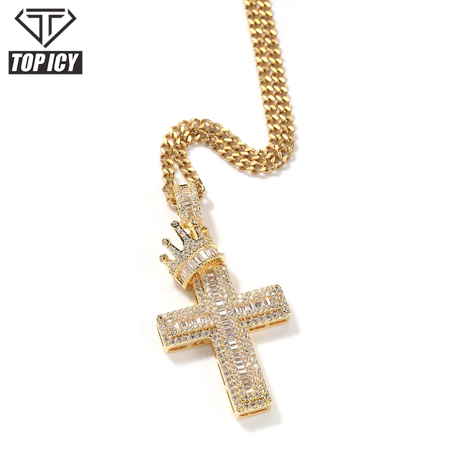 Hip Hop Fashion Silver Gold Pendant Crown Cross Pendants for Necklace Hip Hop Pendant