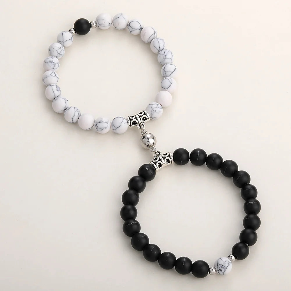 Natural Volcanic Stone Bracelets and Charms Him and Her Connect Magnetic Bracelet for Couple MegaBDM