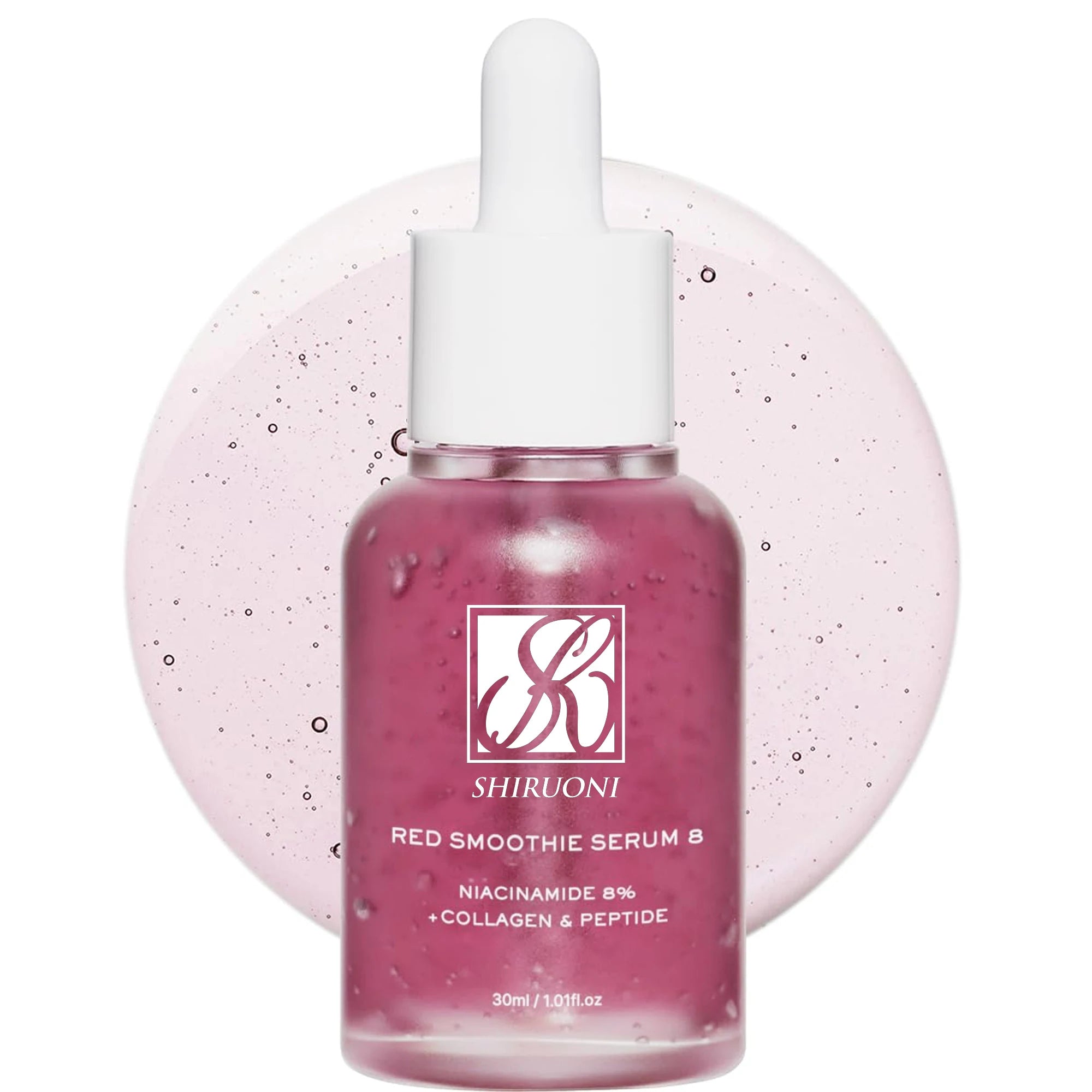 Private Label Red Collagen Peptide Serum 8% Niacinamide Vitamin C Vitamin E Rosehip Extract Skin Care Serum