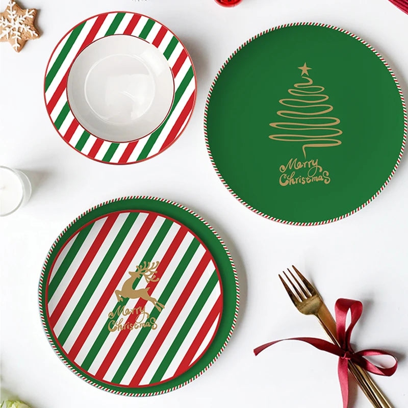 Christmas Dinnerware Sets Porcelain Ceramic Tableware Set Bone China Ceramic Dinner Set for Catering Restaurant Hotel