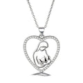 Fashion 925 Sterling Silver Mom and Son Heart Shape Pendant Necklace for Women