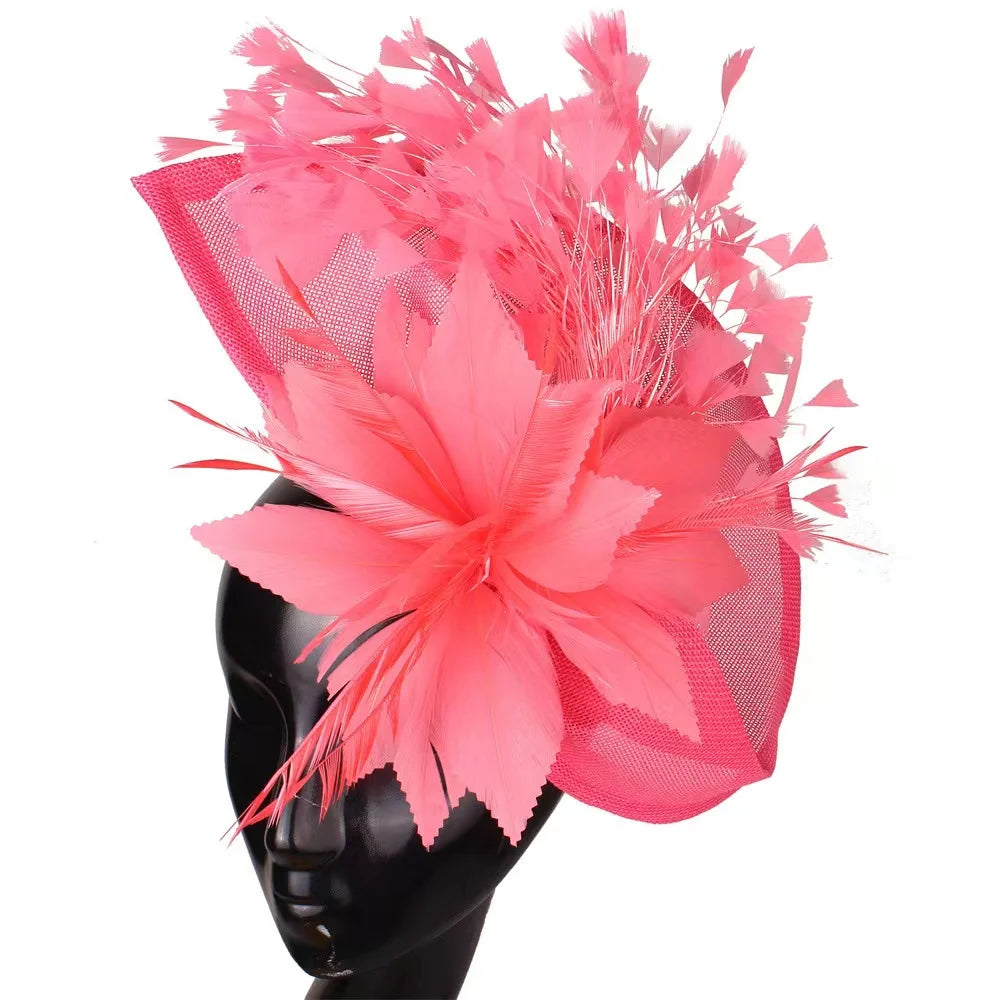 British Style Elegant Bride Hat High Quality Sinamay Handmade Lady Church Hats Net Church Hats and Fascinator for Women