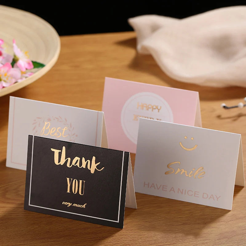 Customized Holographic Gold Foil Design Small Business Rose Gold Foiling Thank You Note Card Paper Material Business Card