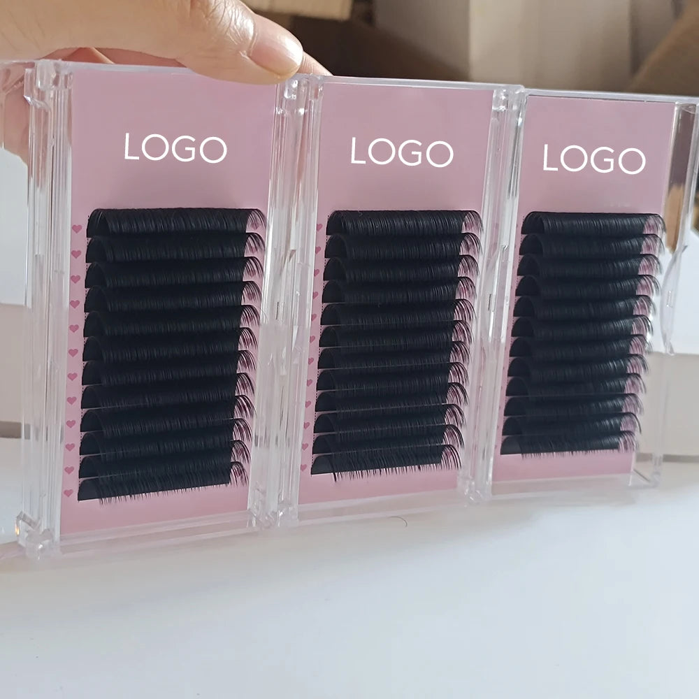 Korea PBT Volume Lashes Easy Make Fans Dark Matte Cashmere Lash Extensions Trays Private Label Lash Extensions Wholesale