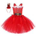 Kids Girls Santa Claus Elf Tutu Dress with Hair Hoop Set Christmas Costume 100% Polyester TV & Movie