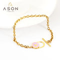 Ason New Arrivals Jewelry Stainless Steel Charm Bracelet OT Buckle Chain Hollow Oval Butterfly Pendant Bracelet