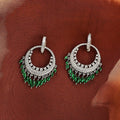 2022 Luxury Bohemian Round Circle Emerald Teardrop Diamond Tassel CZ Earrings for Women