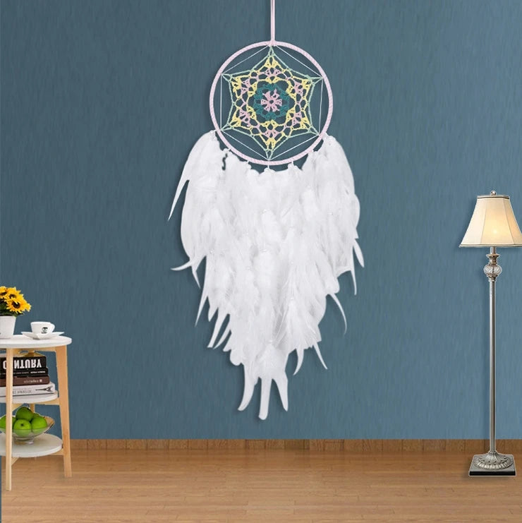 Factory Price 70cm Wind Chimes Handmade Indian Dream Catcher Net with Feathers Wall Hanging Dreamcatcher Craft Home Decoration
