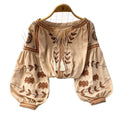 Wholesale 2026 Autumn Vintage Ethnic Style Long Sleeve Round Neck Loose Embroidered Cotton Hemp Pullover Women's Shirts