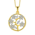 YH JEWELLERY High Polished 925 Sterling Silver Cz Tree of Life Round Pendant Necklace Jewellery