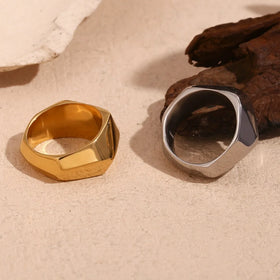 Geometric Minimalist Signet Rings 18k Gold Plated Statement Jewelry Stainless Steel Titanium Jewelry
