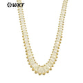 WT-JN223 Handmade Bohemian Natural White Shell Necklace 21 Inch Long Purity Strand Beads Wedding Summer Necklace