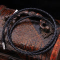 SS8-PSXL012 Steel Soldier Men Woven Stainless Steel Buckle Leather Rope Bracelet Double Leather Ropes