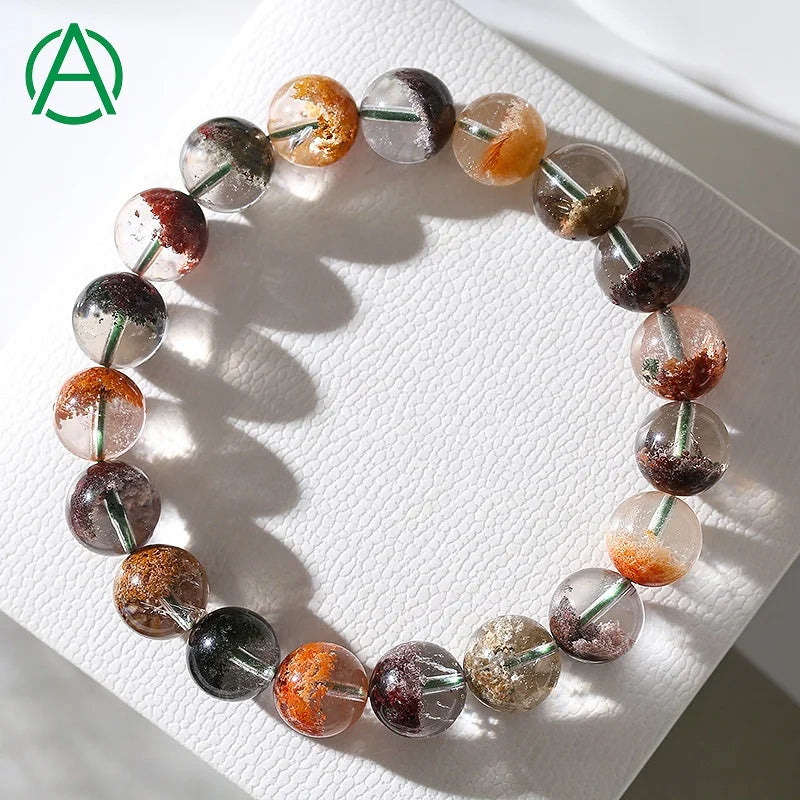 Arthurgem Colorful Phantom Quartz Beads Bracelets Healing Crystal Natural for Men Women Gemstone CLASSIC Fashion Round 3A GTC