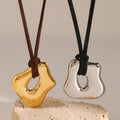 18k Stainless Steel Irregular Liquid Gloss Hollow Pendant Brown Velvet Necklace Unique Fashion 120cm