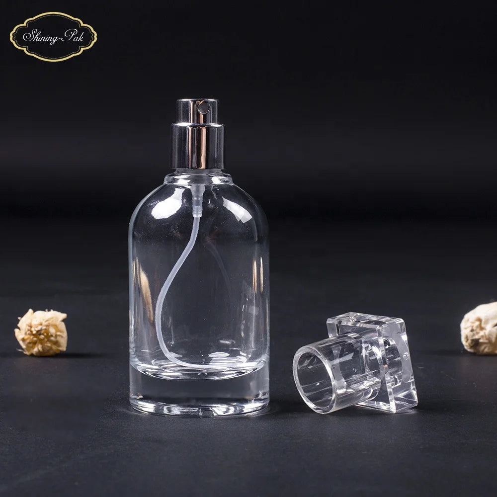 Wholesale Transparent Cylinder Perfume Glass Bottles 30ml 50ml 100ml Sizes with Custom Private Label