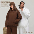 2024 Autumn Winter Men's 100% Cotton Thickened Printed Zipper Fleece Hoodie Oversized Heavy Knitted Sweatshirt Factory