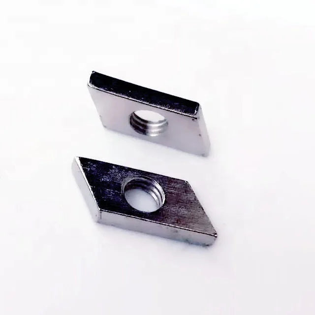 Carbon Steel Nickel Plated Flat Head Trapezoidal Rhombus T Nut M6 M8 Grade CLASS 4 Fully Threaded for 8 Slot Aluminum Profile