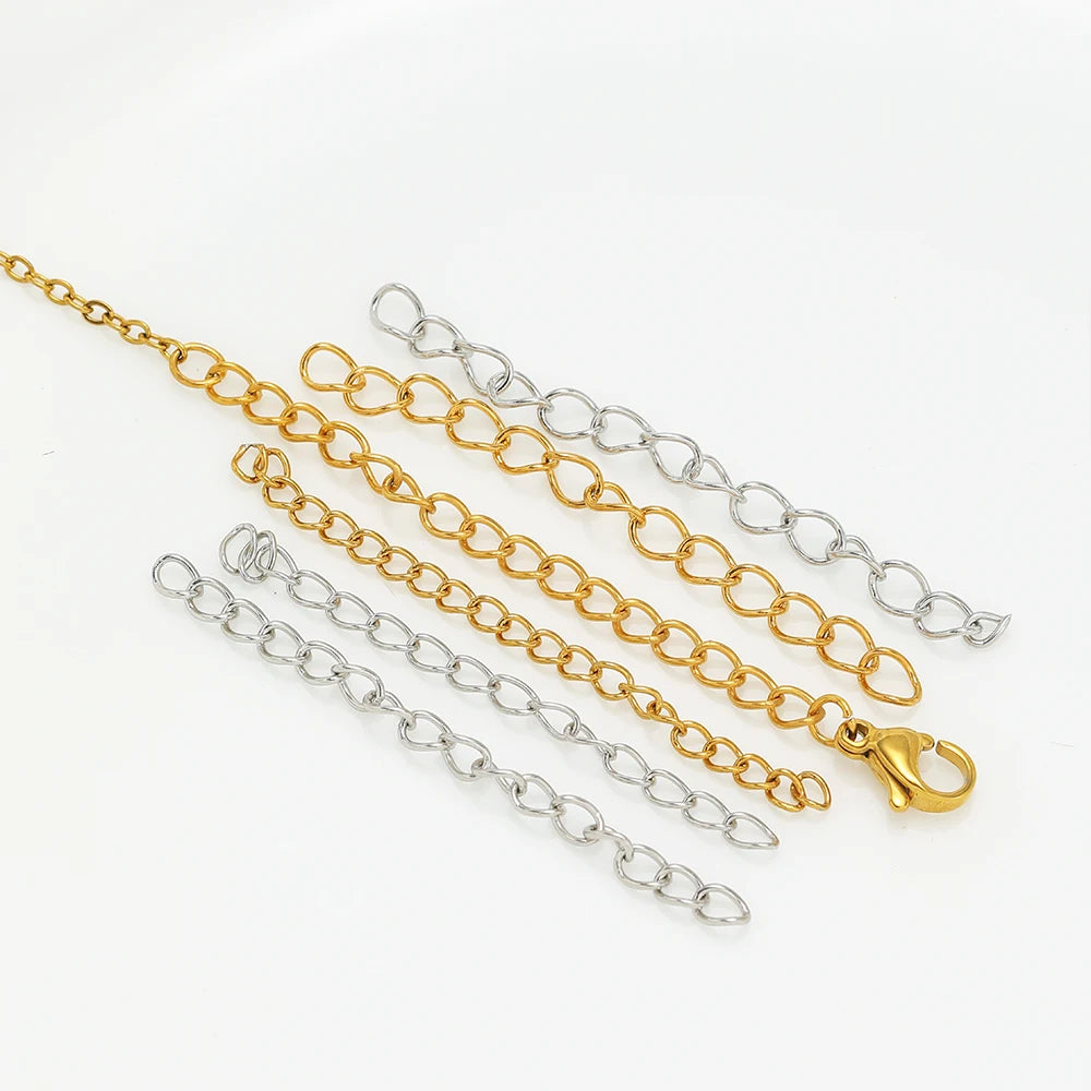 Color-Preserving Vacuum-Plated Stainless Steel Extension Chains for Jewelry Making Necklace Bracelet Supply Accessories