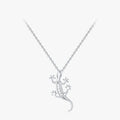Ailmay Authentic 925 Sterling Silver Fine Lizard Zircon Pendant Necklace for Women Girls Personality Party Accessories Jewelry