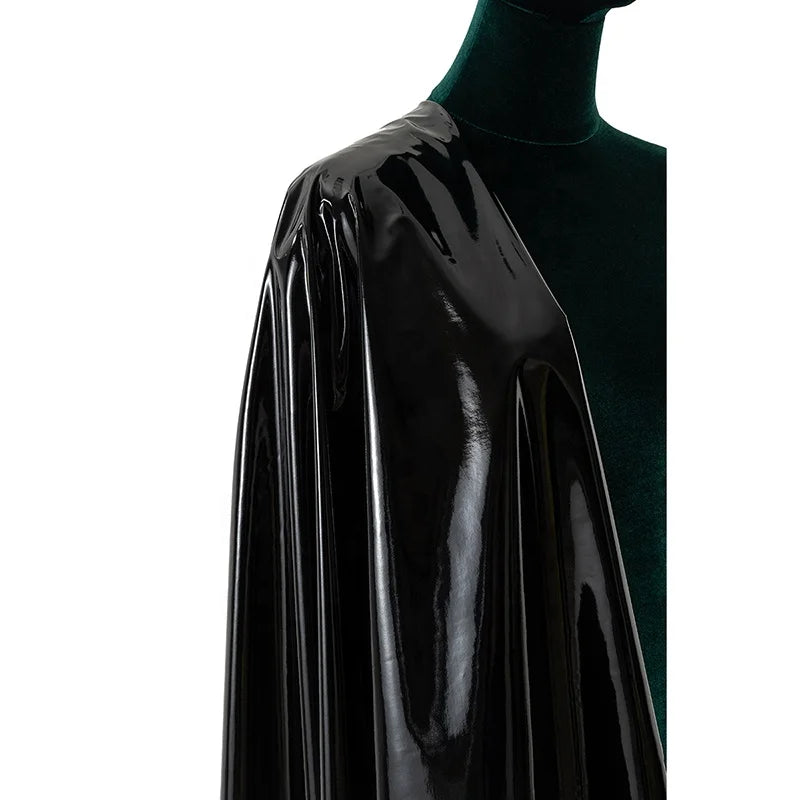 High Gloss Elastic 4 Way Stretch Mirror Pattern Faux Pu Leather Fabric 240gsm Customized Color for Garments Gloves Dresses