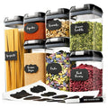 7-Piece Modern Design Kitchen Storage Sealed Square Transparent PET Jars Set with Buckle for Grains Nuts Candy Dry Goods Spices