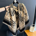 Fashion Custom Design Double-Sided Pattern Pashmina Shawls Capes Winter Warm Giraffe Jacquard Square Cashmere Scarf for Women