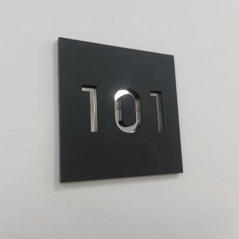Kexian Customized Size Non Luminous House Room Number Sign Apartment Door Plate Hollowed-out Office Hotel Room Numbers