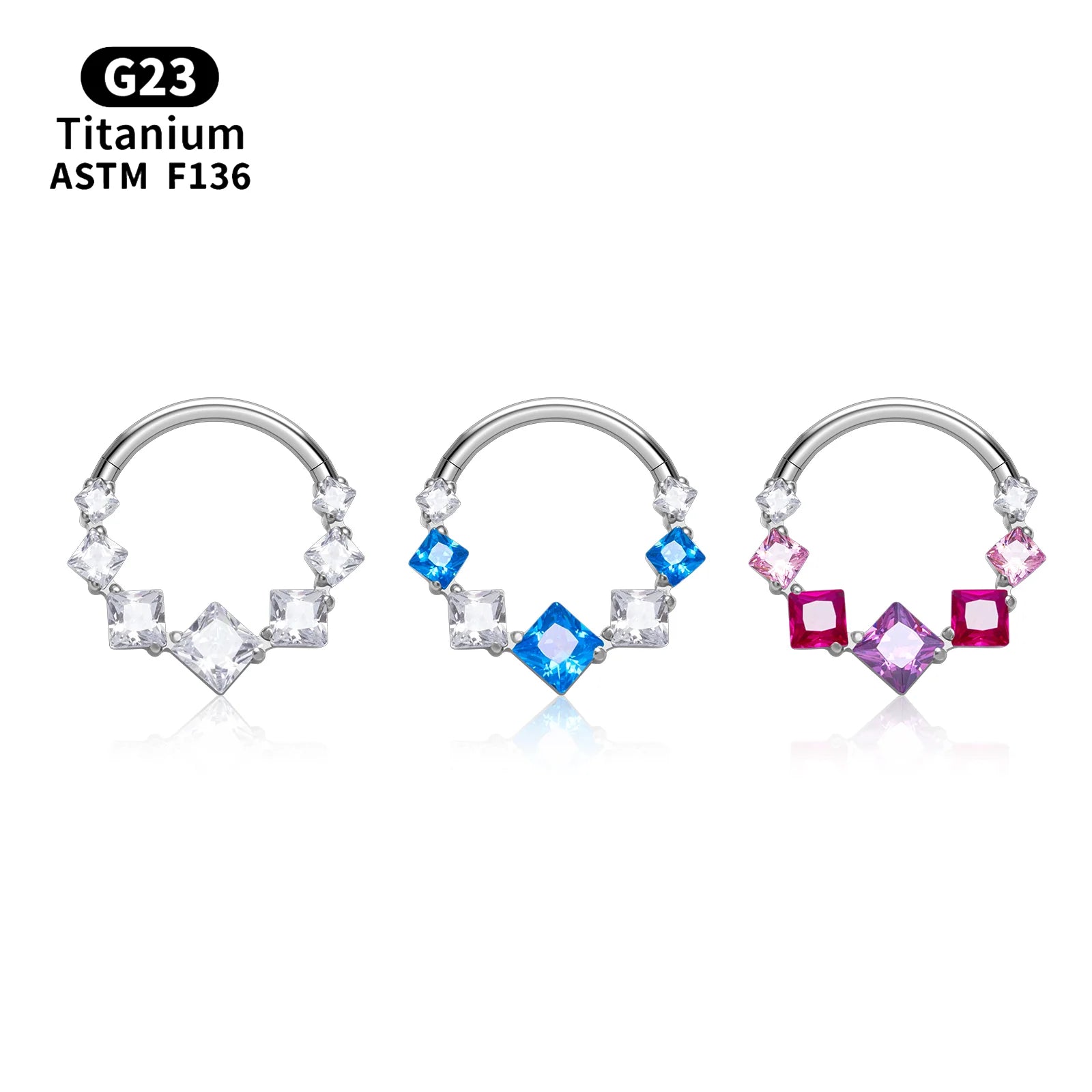 G23 Titanium 16G Septum Nose Ring Piercing Hoop Women's Jewelry Earring CZ Zircon Gold Helix Daith Tragus Cartilage Conch