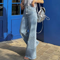 Wholesale 2026 Autumn Retro Versatile High Waist Slim Contrast Color Wave Dot Design Tassel Edge Wide Leg Women's Jeans