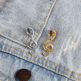 Cartoon Cute Music Note Lapel Pin Gold Piano Notes Little Cat Lacquer Brooch Enamel Pin