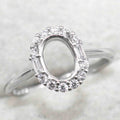 Sterling Silver 6*8/7*9mm Semi Mount Ring Frame Empty Blank S925 Claws Setting Base Holder Without Center Stone for DIY Inlay