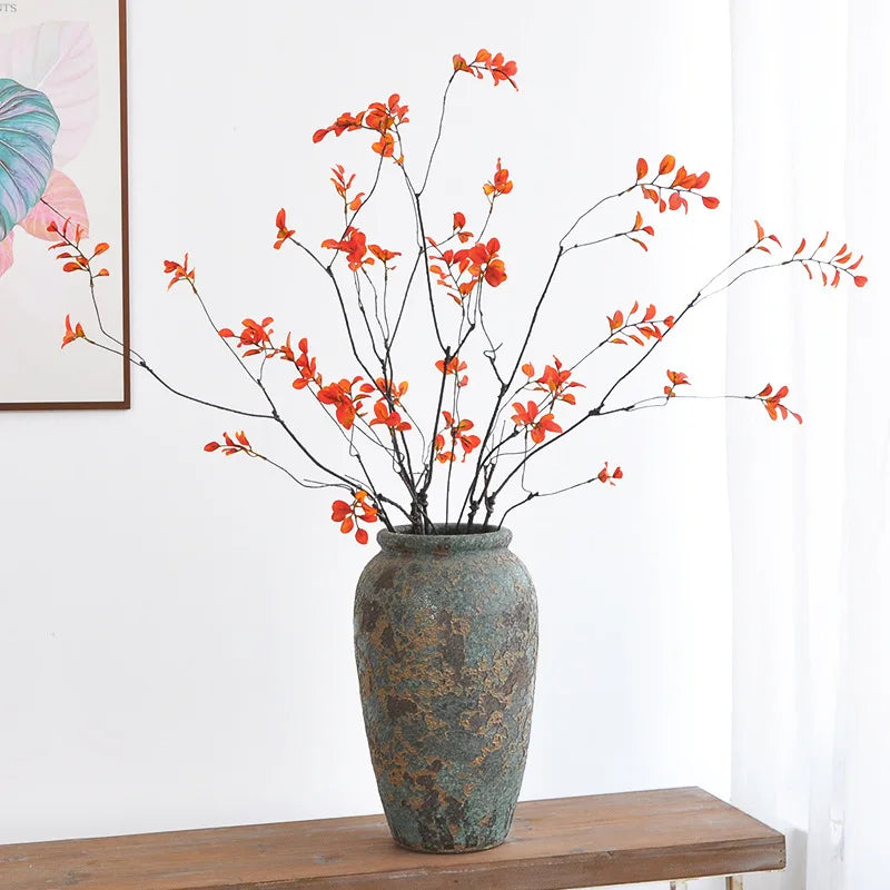 A-1739 Home Decor Bulk Fake Maple Plant Red Artificial Autumn Maple Leaf Branch for Home Office Decor