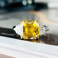 SGARIT Trendy Jewelry Three Stone Diamond Ring I1 Fancy Light Brown Yellow 18K White Gold Big Stone 5.03CT  Diamond Ring