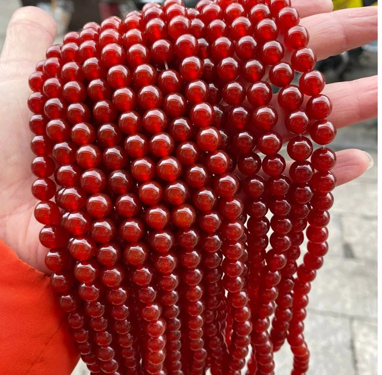 Red Carnelian 4/6/8/10/12/14mm Red Agate Stone Loose Round Bead Strand for Bracelet Jewelry Making 15.5" in Strand