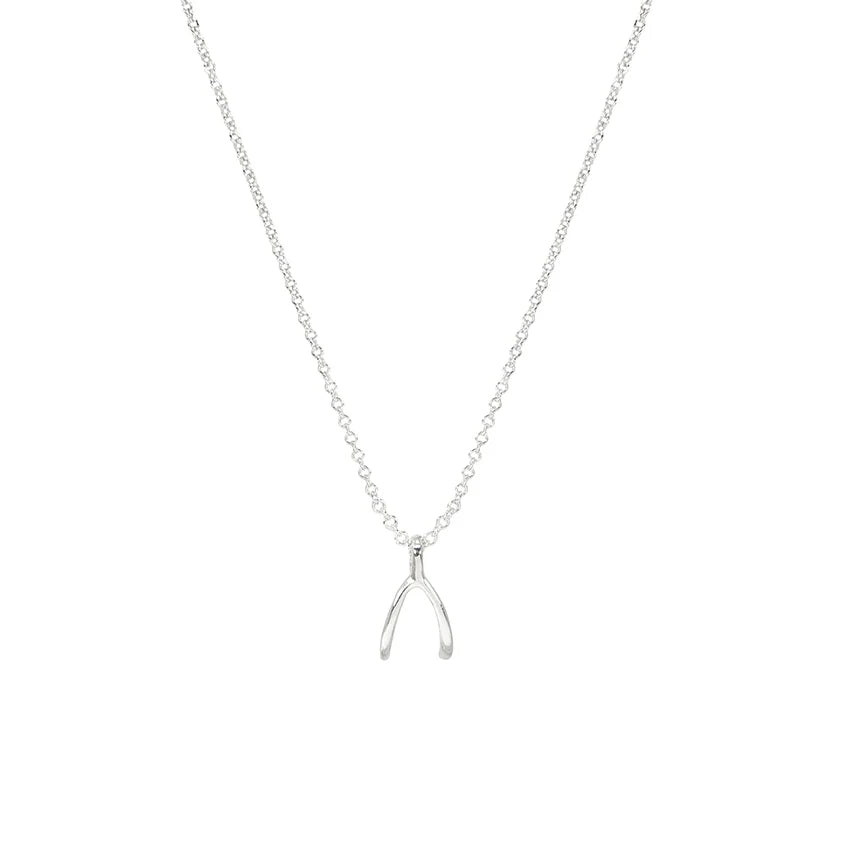 Necklace 925 Sterling Silver Tiny Wishbone Birthday Wishes Pendant Necklace Women Girls Good Luck Jewelry Fashion Necklaces