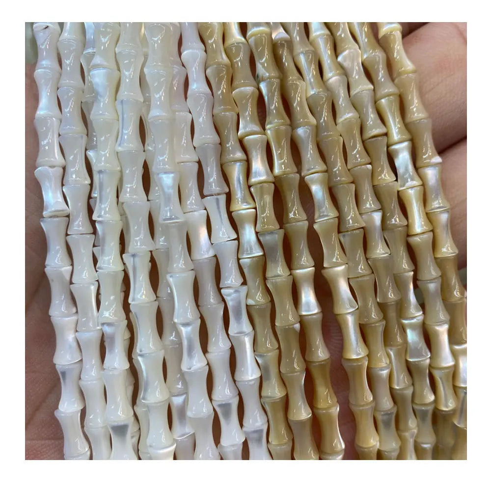 Wholesale Mother of Pearl Shell Beads White Brown 4x7mm Bamboo Joint Shape MOP Shell Beads DIY Jewelry Shell Bracelet Necklace