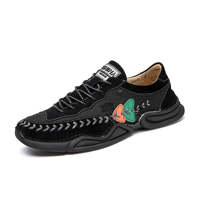 Custom LOGO Handmade Sewing Comfortable Casual Large Size Microfiber Walking Shoes Driving Shoes for Men