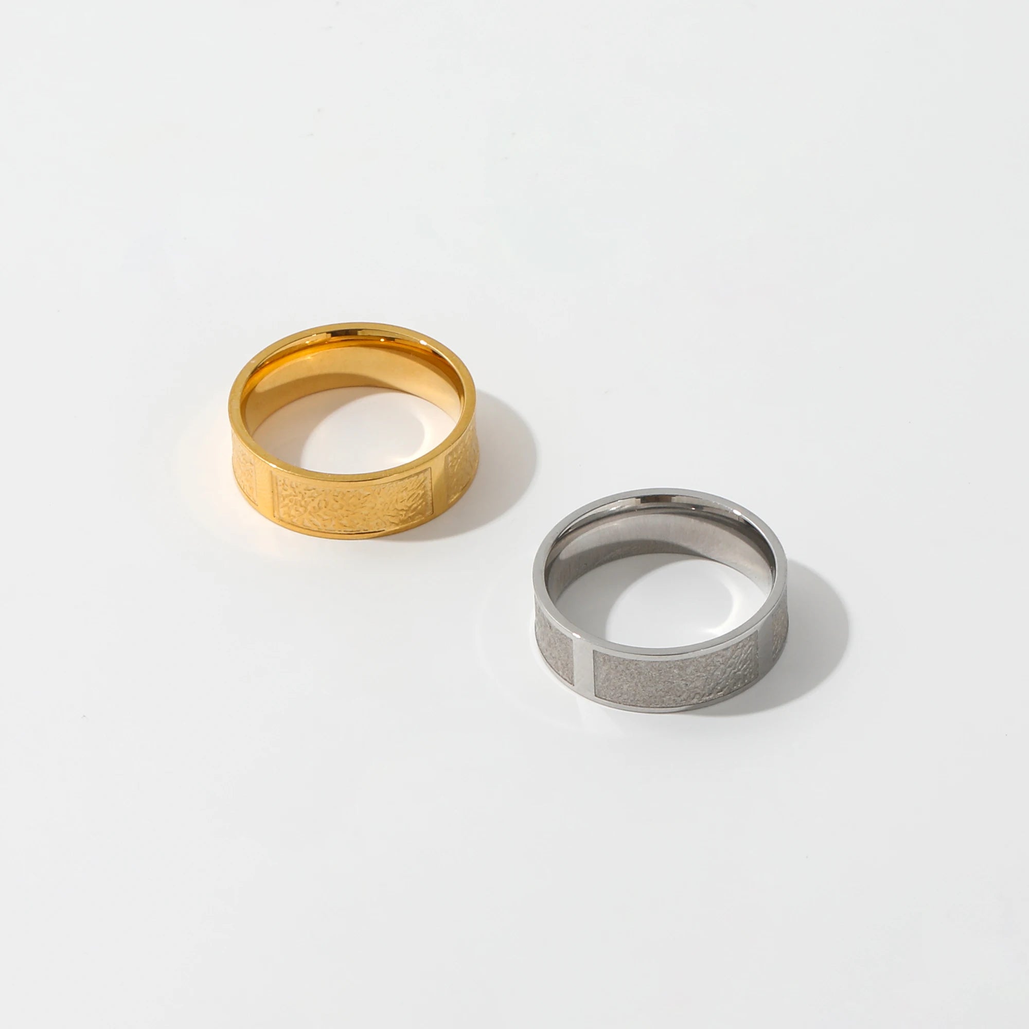 High End 18K PVD Gold & Silver  Neutral Unisex Plain Gold Culture Texture  Stainless Steel  Rings Fashion Jewelry