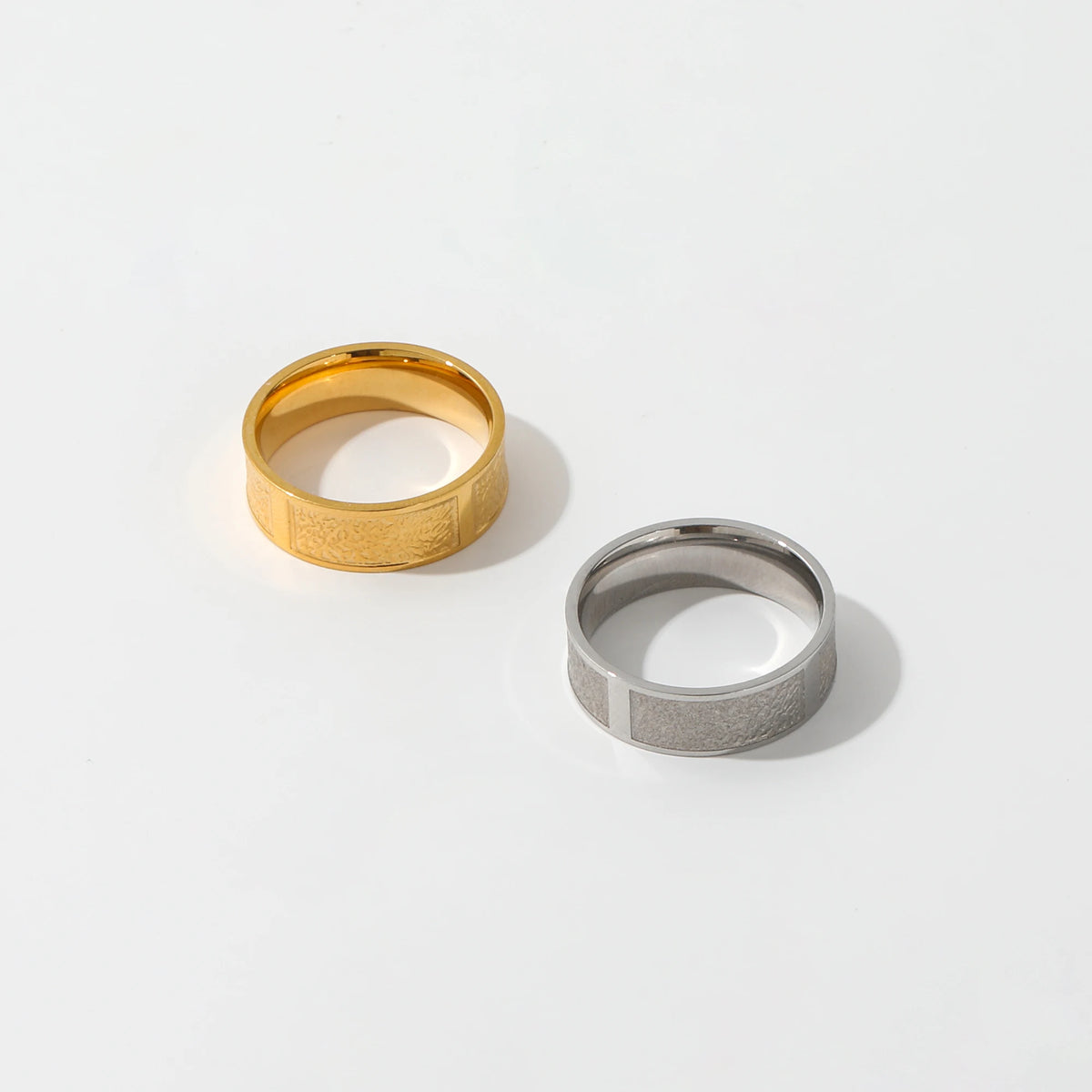 High End 18K PVD Gold & Silver Neutral Unisex Plain Gold Culture Texture Stainless Steel Rings Fashion Jewelry