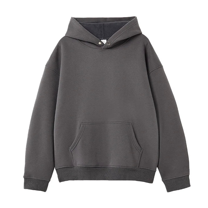 Fashion Custom 100% Cotton Buttons Heavyweight Hoodie Pullover Oversized Blank Plain Hoody Sweaters for Men