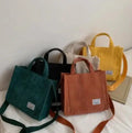 Women's Casual Tote Shoulder Bag New Style Simple Corduroy Portable Large Capacity Bag Ins Fashion Trend Small Square Handbag