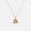 2026 Dazan New HOT 18k Gold Plated Tarnish Free Stainless Steel Vintage Triangle Iced Zircon Earrings Necklace Set Cool Jewelry