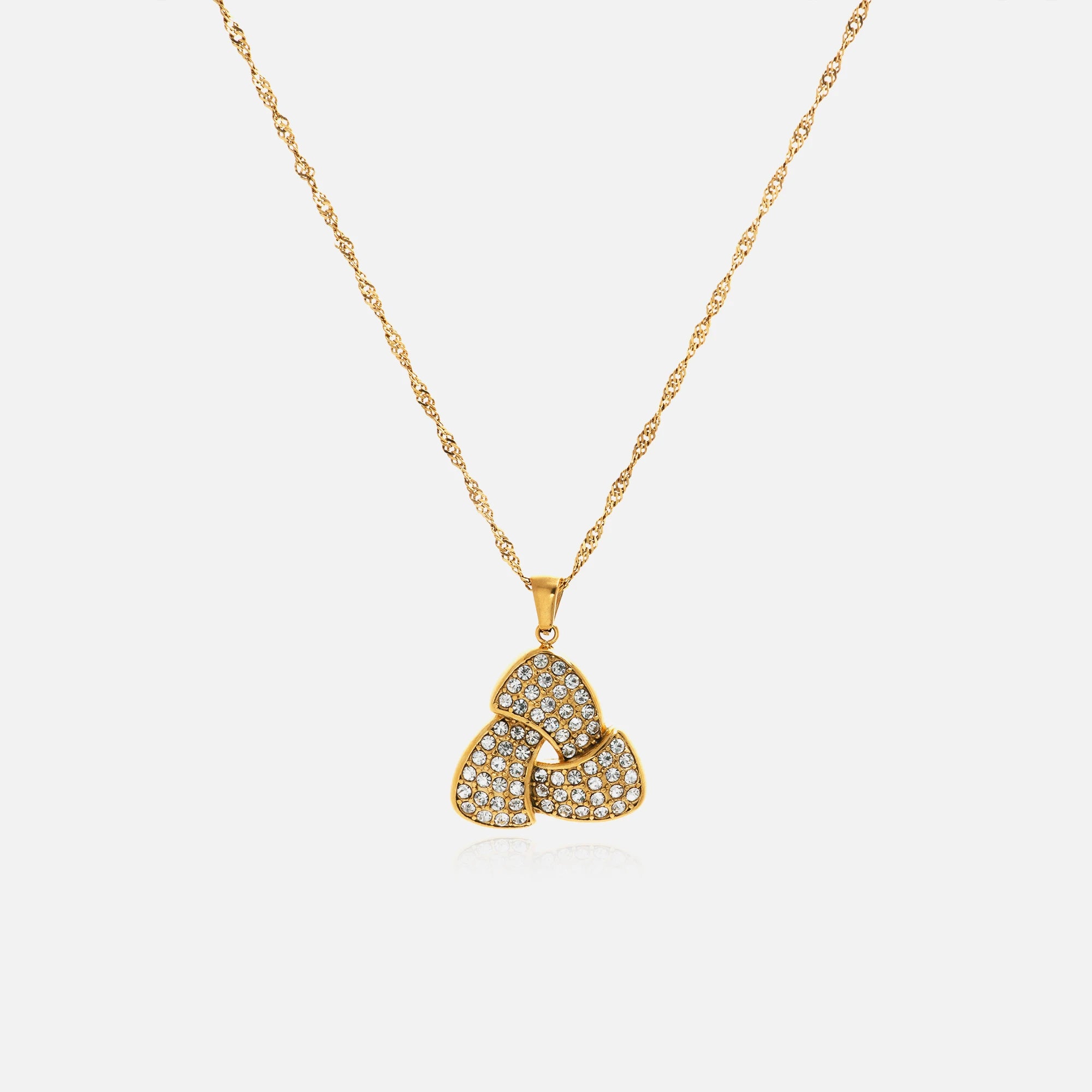 2026 Dazan New HOT 18k Gold Plated Tarnish Free Stainless Steel Vintage Triangle Iced Zircon Earrings Necklace Set Cool Jewelry