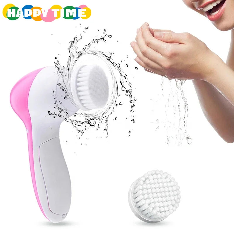Facial Cleansing Brush Face Scrubber Electric Exfoliating Spin Cleanser Device Waterproof Deep Cleaning Rotating Machine
