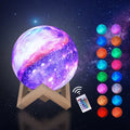 Rechargeable Atmosphere NightLight Indoor Room Bedroom Decor Chirstmas Gifts 3D Print Moon Lamp 16 Colors Remote LED Night Light
