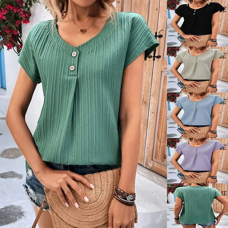 Popular Women Summer Modest Short Blouses Shirts Custom Summer Chiffon Elegant Blouses