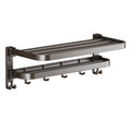 Wall Mounted Double Tier Folding Storage Rack Metal Wall Organizer Aluminum Home Storage Shelf Space Saving Punch Free