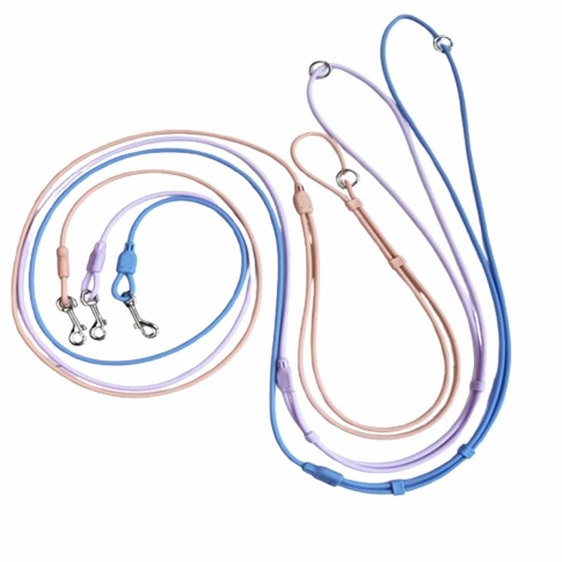 Customizable Logo Waterproof PVC Pet Leash with Metal Buckle Safe Non-toxic Rope 3 Kinds Modes Adjustable Dog Leash